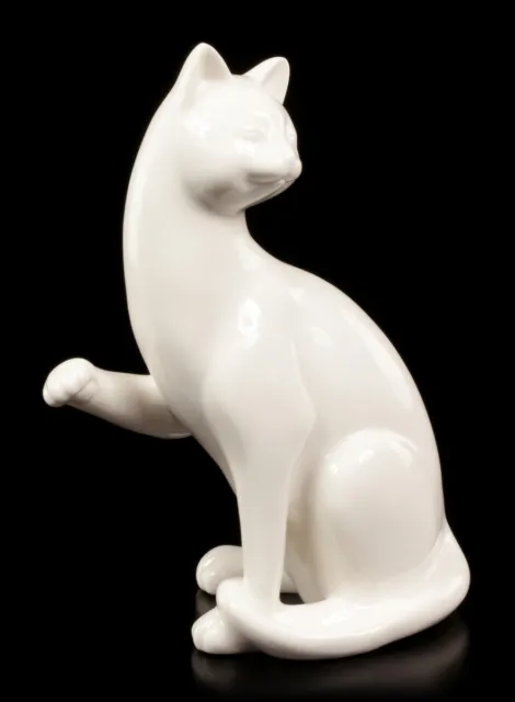 Porcelana Gatos Figura Sentado - Veronese Estatua Blanco Doméstico Decoración