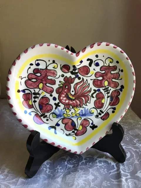 Italian Pottery Hand Painted Heart Dish Sambuco Mario & Co.