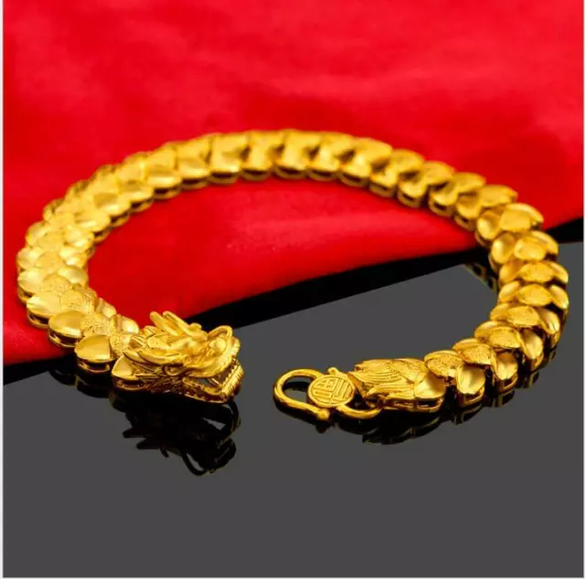 2023 New Men's Dragon  22k 23k 24k Thai Baht Yellow Gold Gp Bracelet 8.2inch30g
