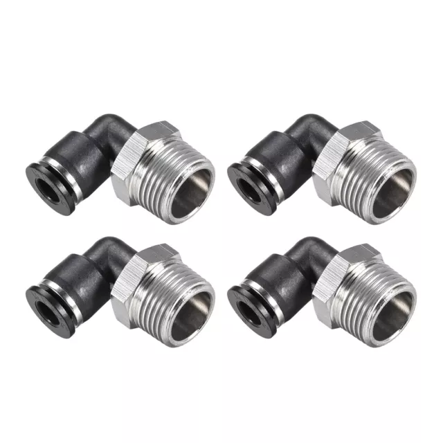 4pcs Push to Connect Tube Fitting Male Elbow 6mm Tube OD x 3/8 NPT Push Fit Lock