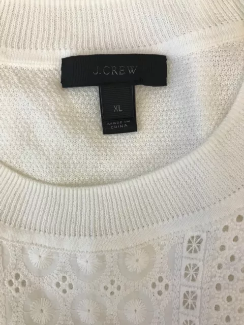 JCREW Eyelet Sweater In Summerweight Cotton XL White Spring 2017 G1290 SOLD OUT 2