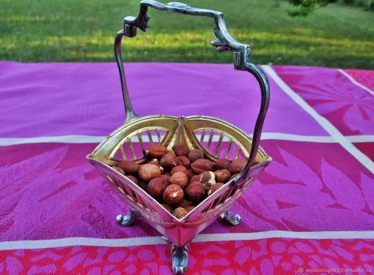 Ancien bol à bonbons noisette panier Guirlandes France Antique basket hazelnut c 3