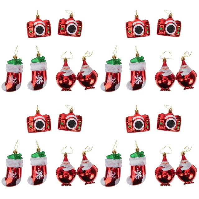 24 PCs Navidad adornos rojos árbol de Navidad dulces dibujos animados colgantes De