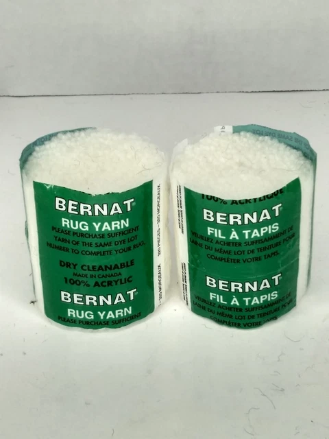(2) Lote de 5556 Lote 5149 2,5" de alfombra de gancho de pestillo de gancho Bernat precortado 100 % blanco acrílico