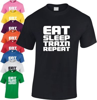 Eat Sleep Treno Ripetere per Bambini T Shirt Cool da Palestra Natale Tee Regalo