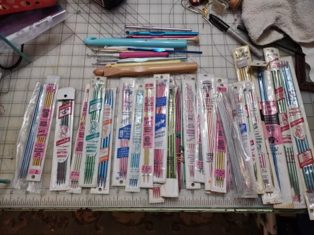 Vintage Large Lot Knitting Needles, & Crochet Hooks