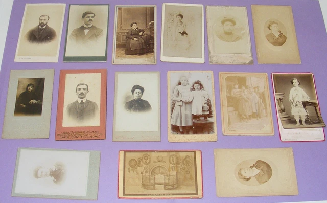 Lot De 12 Photos Anciennes CDV - Portraits Femmes Et Hommes - Tirages Albuminés