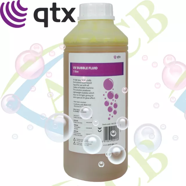 1 Litre Professional UV Bubble Fluid Liquid Solution for Longer Lasting Bubbles