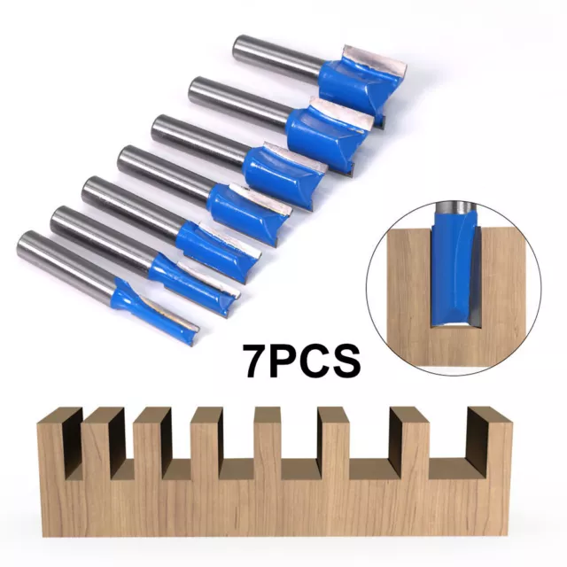 Shank Straight Woodworking Router Bit Set Carpenter Milling Cutter 6mm-20mm 7Pcs