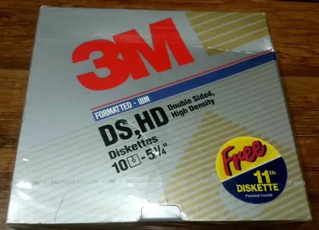 3M High Density Ds, Hd Formatted Ibm 5-1/4" Diskettes 11 Count Brand New Sealed