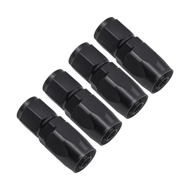 4pcs Aluminum Straight AN6-0° Swivel Hose End Fitting Adaptor Black For Fuel c