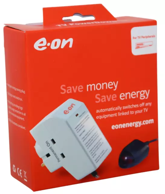 EON - Energy Saver Powerdown Surge Protection TV Plug Remote Power Down Sensor