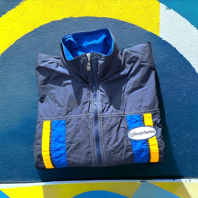 Polo Vintage Sergio Tacchini - Bleu Marine & Blanc | Taille L/XL - Vêtements