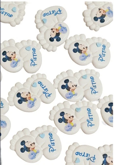 100 Pièces Bomboniera Naissance Topolino - Suçoirs En Plâtre, Fait Main En Italie