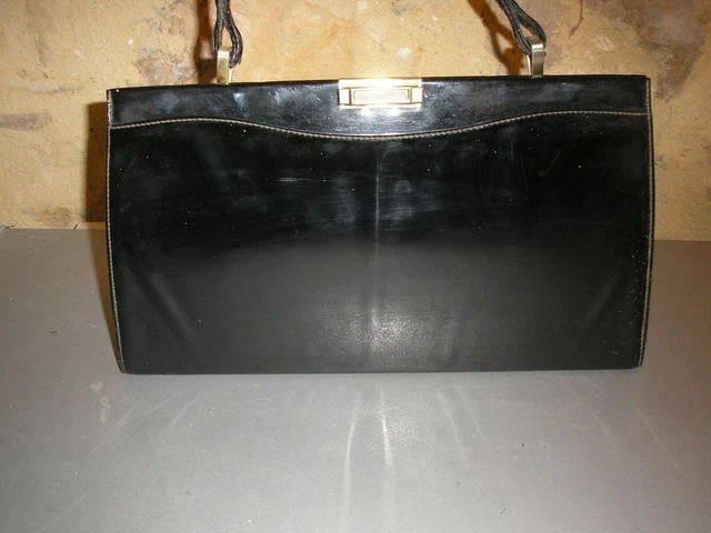 Sac à Main Vintage Années 70 En Raphia Tressé Et Verni - Fermoir Métal Nickelé - Style Bohème Chic