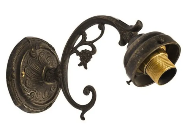 Applique lampada parete in ottone brunito stile Barocco