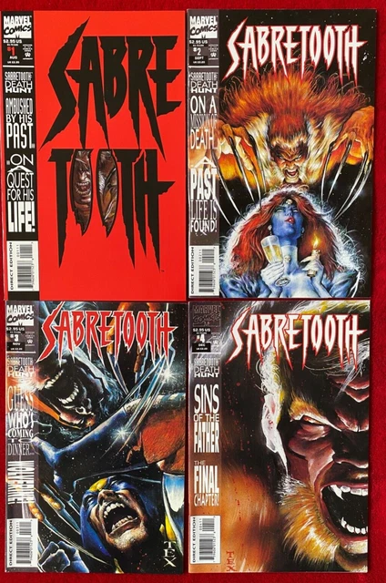 Sabbetooth  1 2 3 4  Set  - 1993 X Men    Series -  Marvel Comics