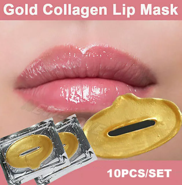 10 Collagen LIP Masks  Crystal 24k GOLD Premium Eye Skin Anti Ageing Wrinkle