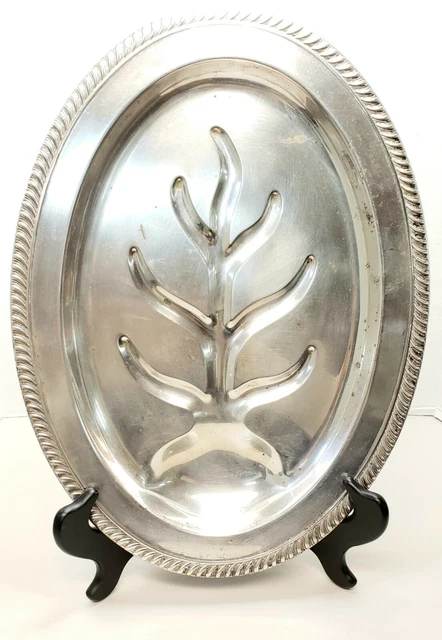 Vintage Sheridan Silverplate Footed Meat Platter Tray 16x12"