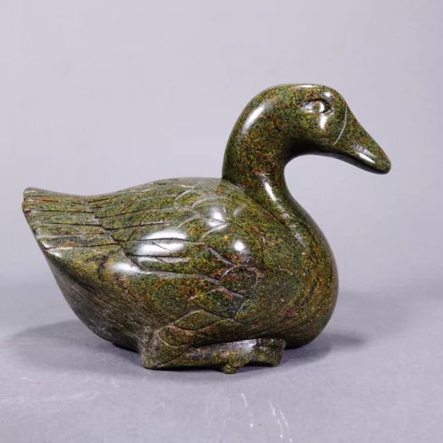 Inuit Eskimo Art Carved Soapstone Duck Bird Sculpture 4.5" tall 6.5" long 3 lbs.