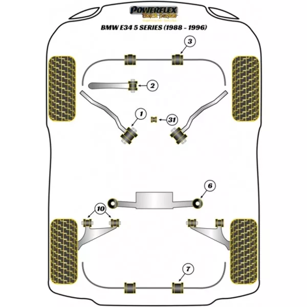 Powerflex PU Buchsen BMW 5er E34 7er E32 Tonnenlager Hinterachslager HA 5-507BLK 2