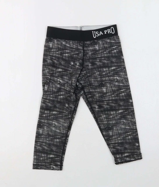 USA Pro Girls Grey Geometric Polyester Jegging Trousers Size 5-6 Years  Regular