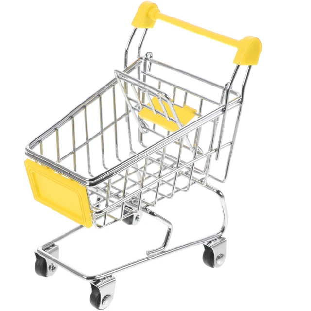 Lot De 2 Mini Chariots De Supermarché – Jouet De Rangement Et Déco Bureau – Rouge – 12 X 11,5 X 8,5 Cm