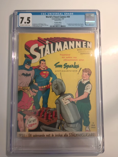Batman Worlds Finest Comic Book Cgc 7.5 #48 Key Issue 1951 Stalmannen Swedish