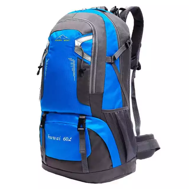 Mochila 60L Senderismo Impermeable de Acampada Militar Trekking Montaña Azul #1