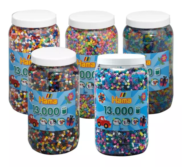 Hama 65000 Midi Bügelperlen 211-5X je 1 Dose Mix 00, 67, 69, Pastell u. Glitzer