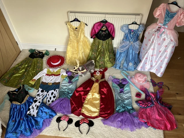 Pacchetto costumi fantasia principessa Disney X 11 età 5-6 + 7-8 accessori