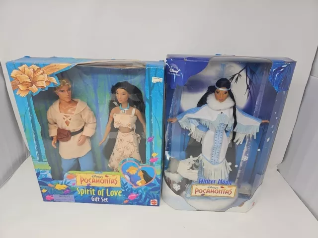 2 New RARE Disney Pocahontas John Smith SPIRIT OF LOVE & Winter Moon Doll