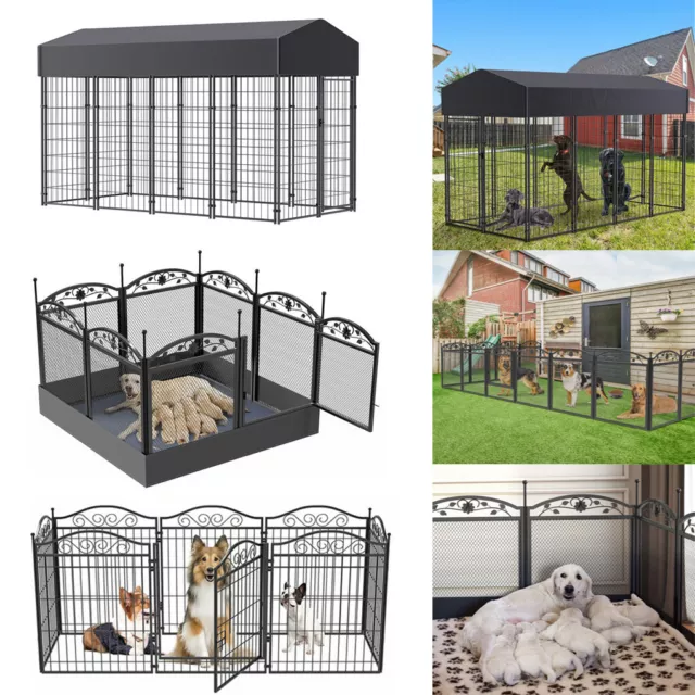 Heavy Duty Anti-Rust Dog Kennel Playpen Crate Pet Animal Whelping Cage Fence