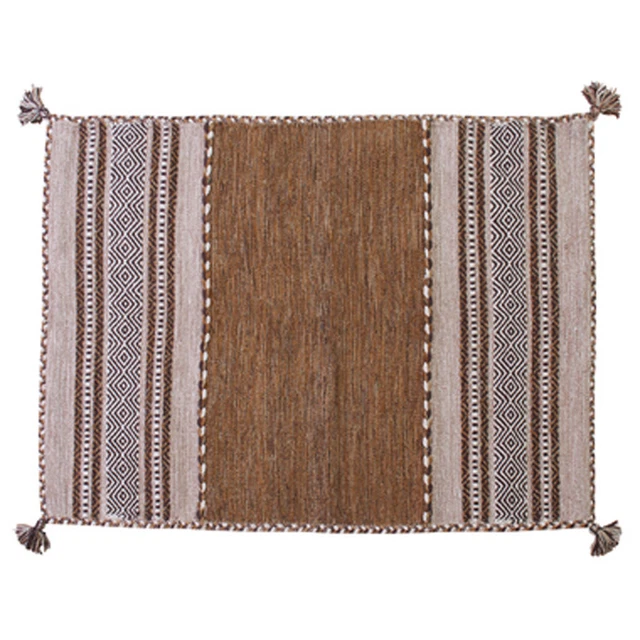 Cotton Mat Home Rug India Kilim Chenille Beige TTR-102BE Azumaya F'kolme-USA NEW
