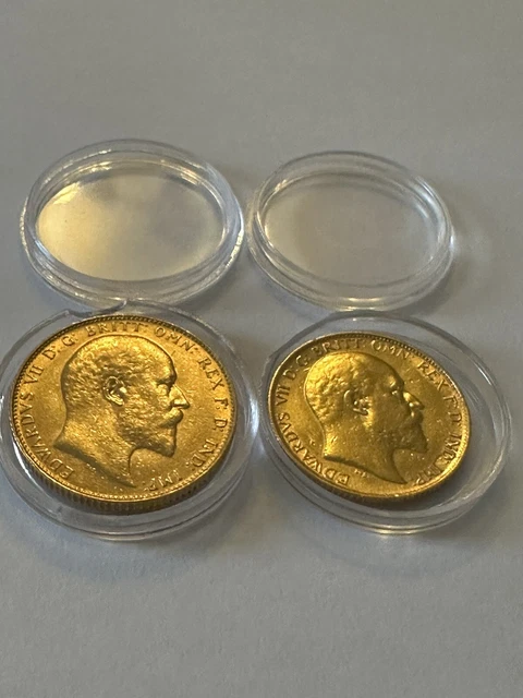 22ct Gold Full Sovereign & Half Sovereign Coin 1908
