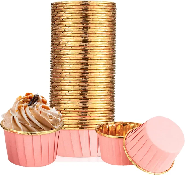 Pirottini di Carta, 100 Pezzi, Pirottini per Cupcake Rosa, Carta per Muffin Blu, Per Halloween, Compleanni, Matrimoni, Feste (Motivo a Punti