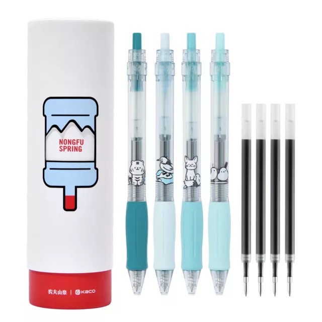 KEYBO Eco Friendly Gel Ink Pens 4 Pieces Different Blue Color Ink with Extra ...