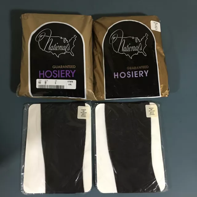 (17) NOS Pairs Of VTG National Guaranteed Hosiery Size D Mist/10 Nude/5 Blk/2