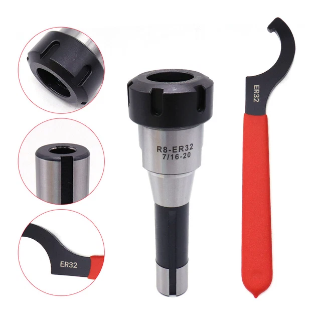 ER32 Spring Collets Set R8-ER32 Collet Chuck Holder CNC Milling Lathe+Spanner US