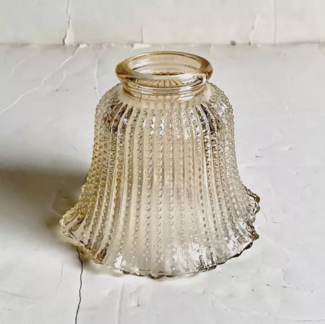 Vintage Clear Amber Fitter Glass Shade Lamp Fan Tulip Hobnail Ruffled Fluted