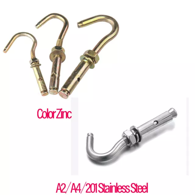 Wall Concrete Brick A2/A4/201 Stainless Steel Expansion Open Hook Bolts M6~M12