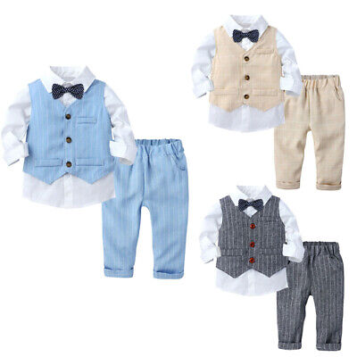 Toddle Boys Gentleman Party Suit Shirt Vest Pants Party Birthday Wedding Outfits