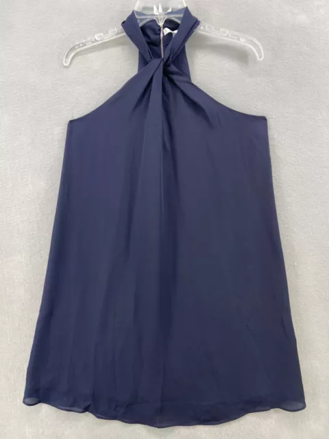 Soprano Dress Womens Small  Blue Sleeveless Pleated Halter Short Lined Zip Back