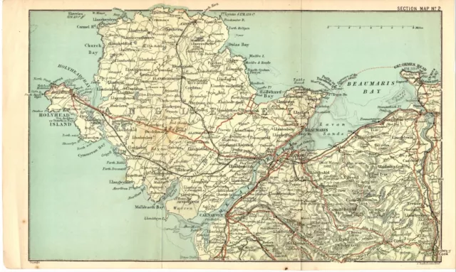 Antique Folding Guide Map Anglesey North Wales 1902 J Bartholomew 10.5" x 6.5"