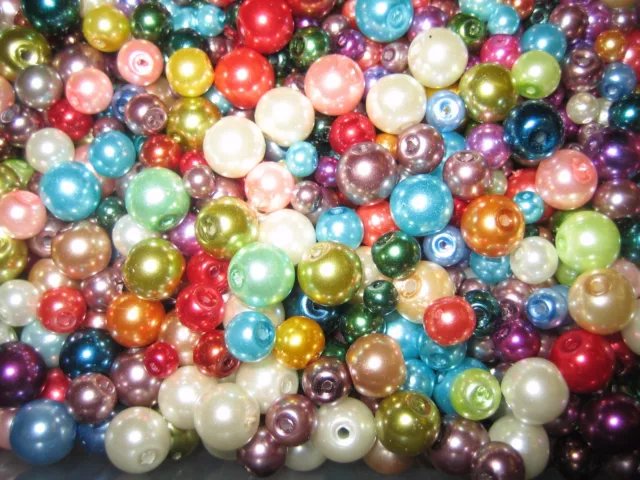 GLASPERLEN MIX/PERLEN MIX 250 g bunte Glaswachsperlen 4 - 8 mm - schöne Farben 3