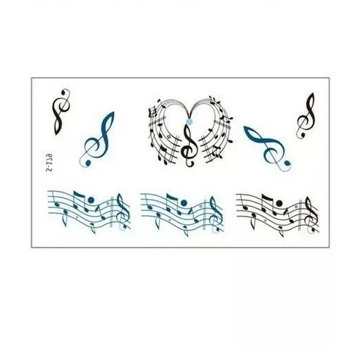 Flash Einmal Temporary Klebe Tattoo Musik Noten Schwarz Körper Body Geschenk WOW 3