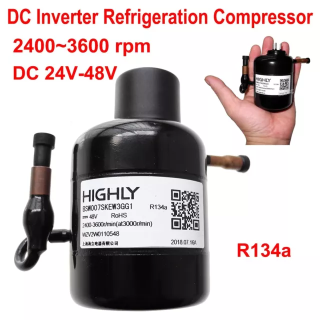 24V-48V High power Mini R134a Portable Air Refrigeration Compressor 2400-3600rpm