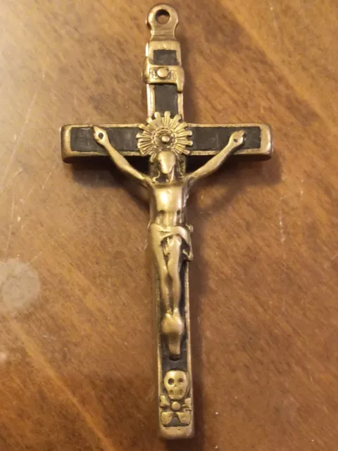 Ancien Crucifix En Laiton 1928 Ref07816J