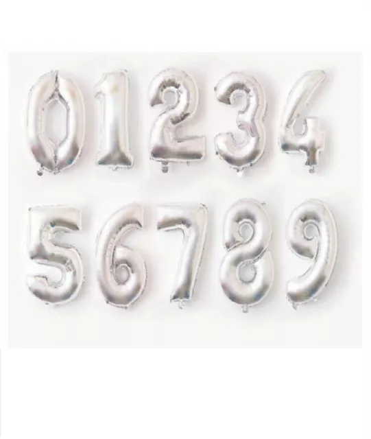 32" SILVER Foil Helium Letters Numbers Bunting Banner Party Balloon UK