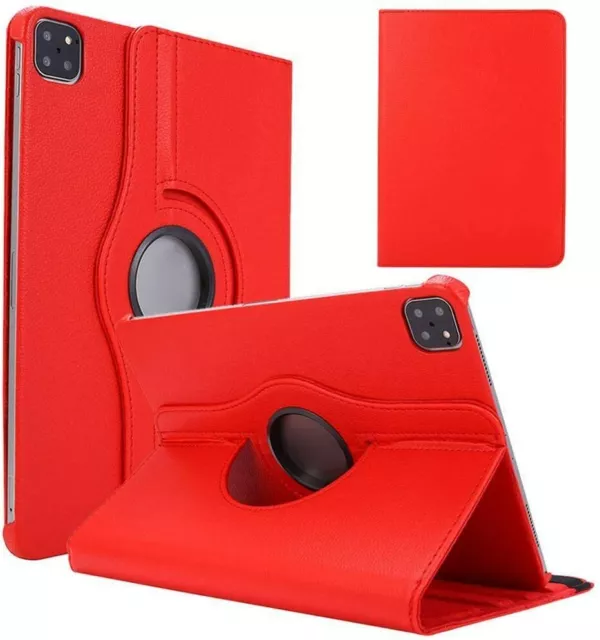 Housse Etui Rouge pour Apple iPad pro 12.9 2021 Coque avec Support Rotatif 360°